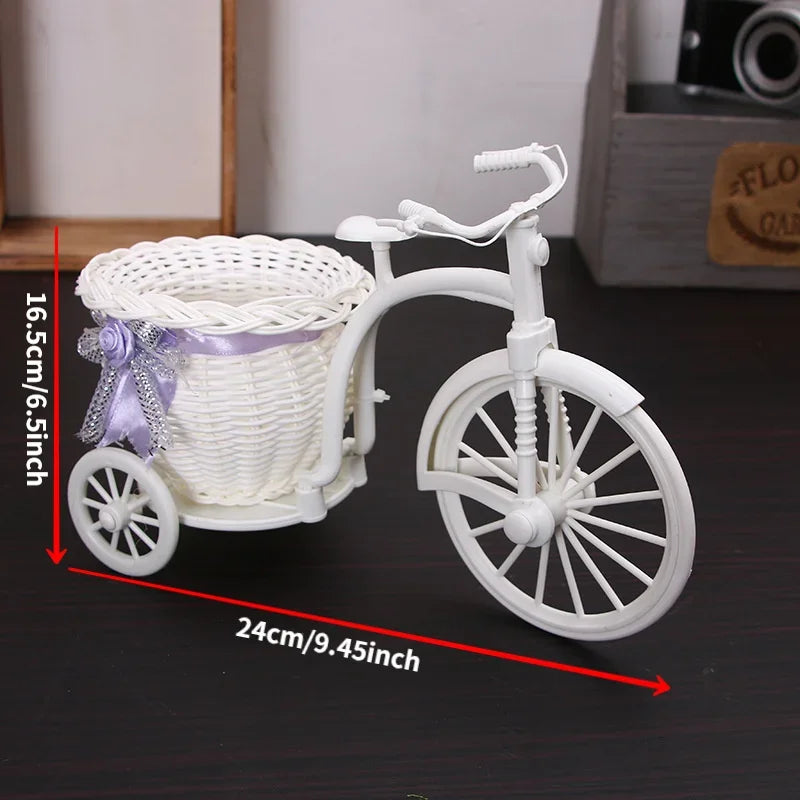 Creative Tricycle Flower Basket Tabletop Ornament for Home Decor