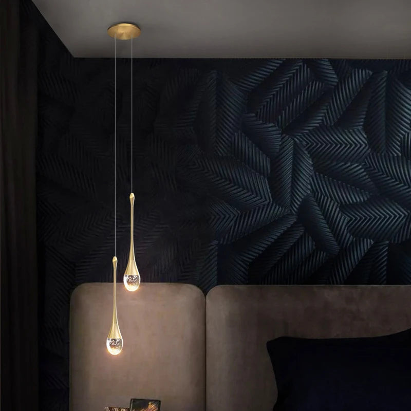 Modern LED Crystal Adjustable Pendant Light for Living Room Bedroom