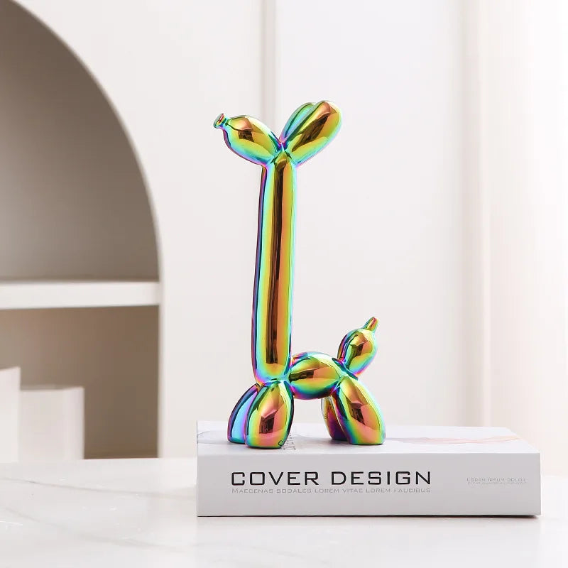 Modern Luxury Ceramic Balloon Dog Sculpture Tabletop Ornament for Home Decor