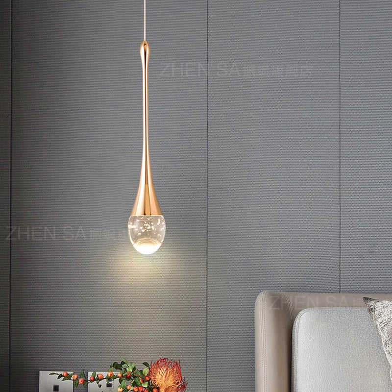 Modern LED Crystal Adjustable Pendant Light for Living Room Bedroom
