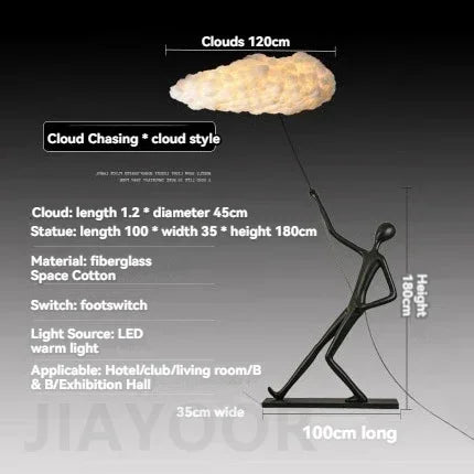 Modern Resin Cloud Art LED Floor Lamp for Villa Lobby Exhibition Hall