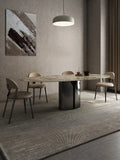 Luxury Oval Marble Dining Table with Heat Proof Top and Steel Base