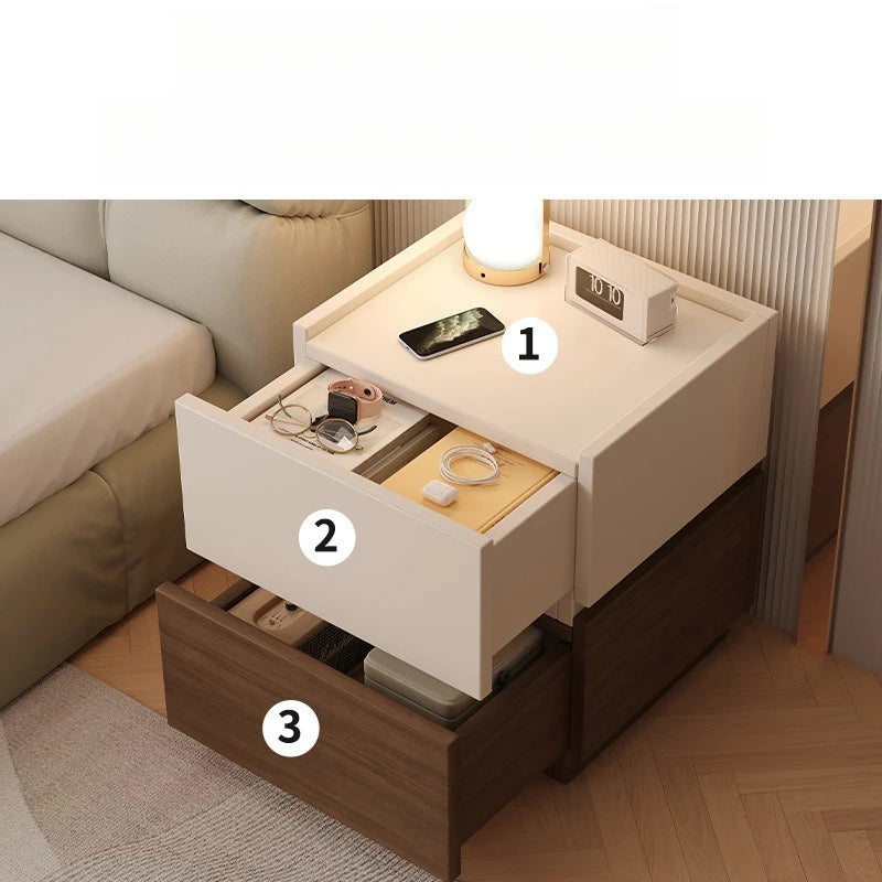 Modern Bedside Table with Storage Free Combination Nightstand Accent Cabinet for Bedroom