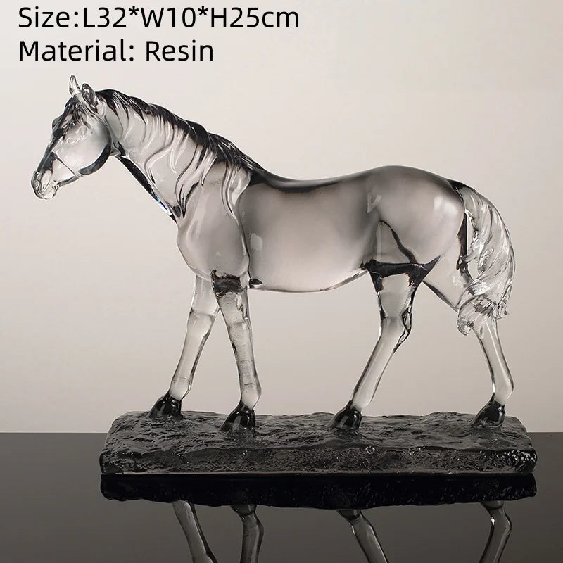 Modern Transparent Gold Foil Elk Sculpture Tabletop Figurine for Home Decor