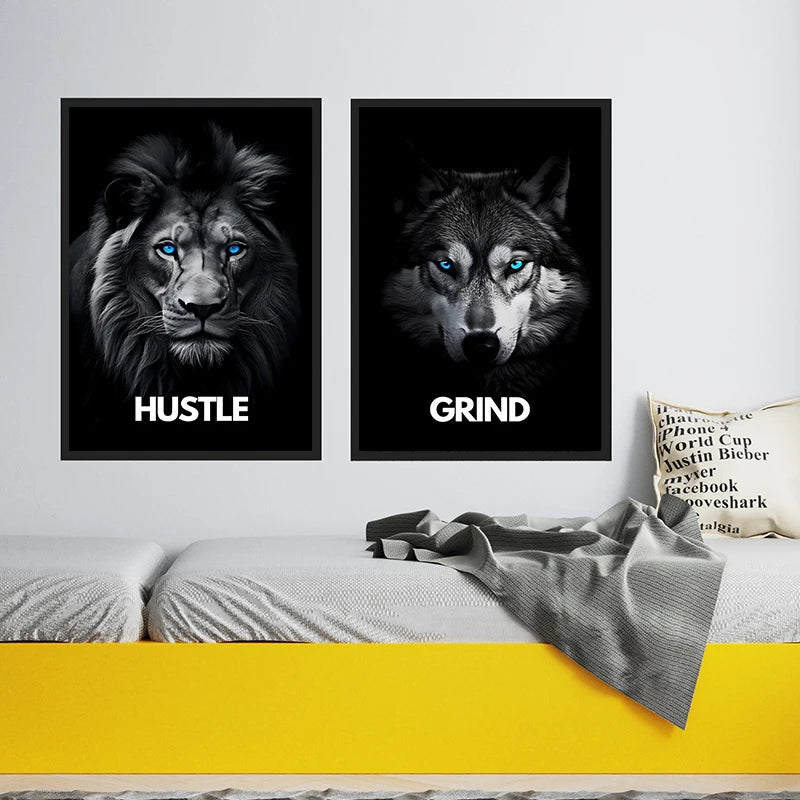 Modern Animal Motivational Canvas Painting Poster for Home Decor