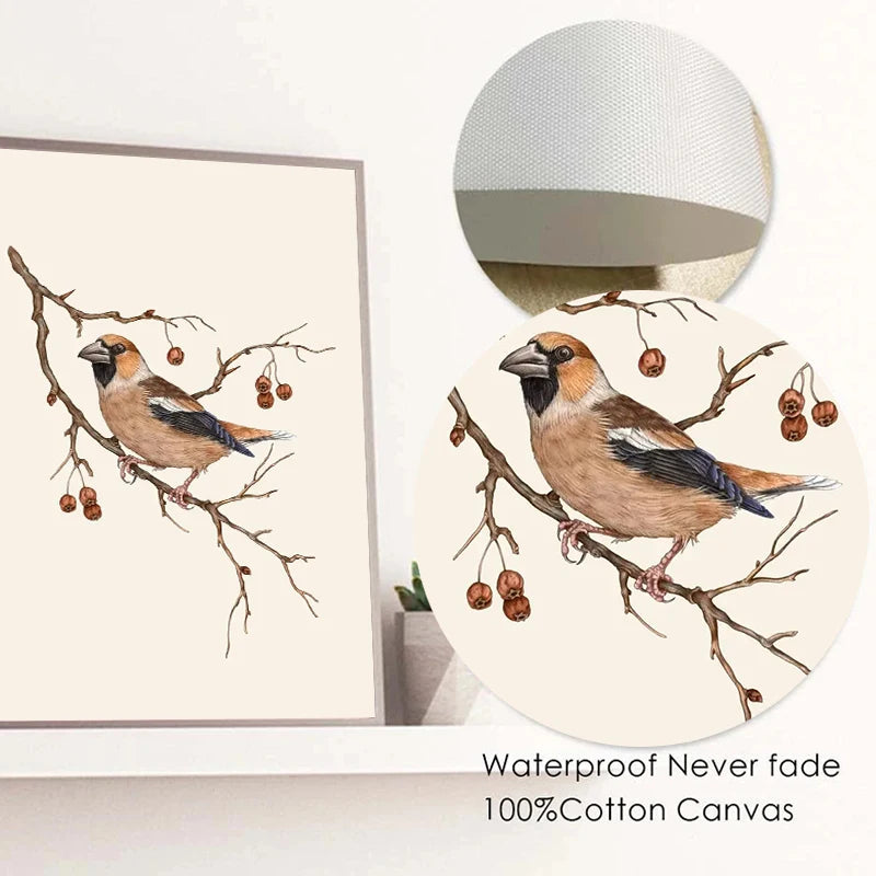 Retro Animal Garden Birds Canvas Painting Poster for Home Decor