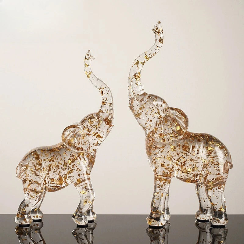 Modern Luxury Transparent Elk Resin Statue Tabletop Ornament for Home Decor