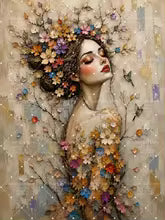 Boho Abstract Floral Woman Canvas Painting Poster for Home Decor