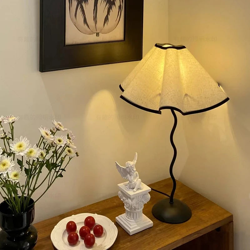 Nordic Petal LED Table Lamp Fabric 12W Tricolour Light Living Room Home Bedroom