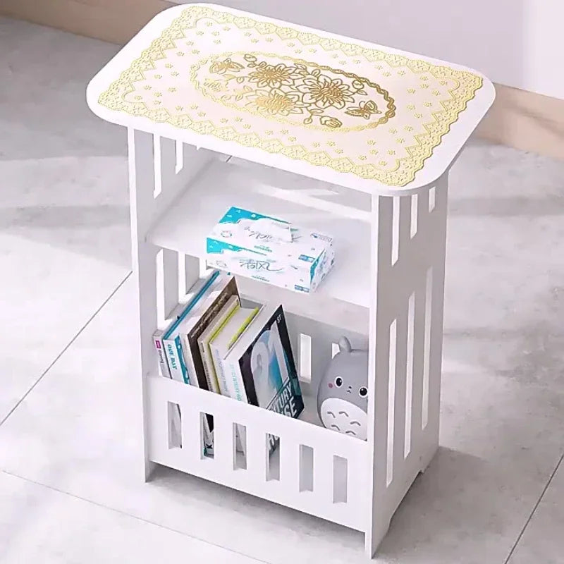 Modern Nordic Rectangle Storage Coffee Table Nightstand for Living Room Bedroom