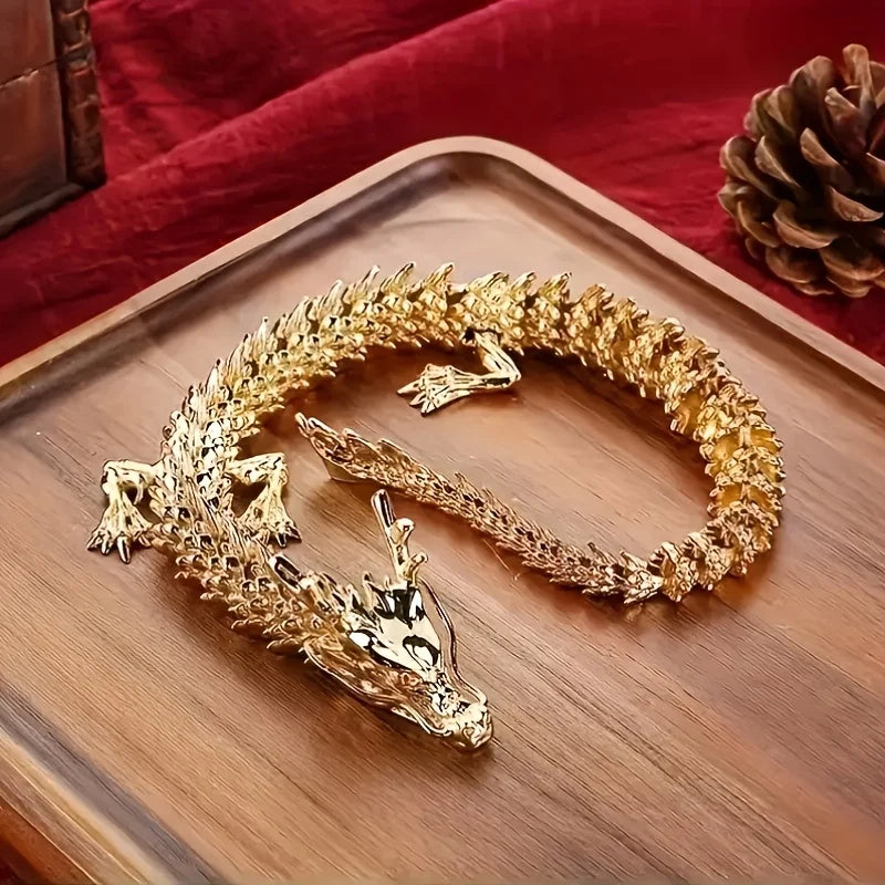 Modern Luxury Golden Dragon Alloy Sculpture Tabletop Ornament for Home Decor