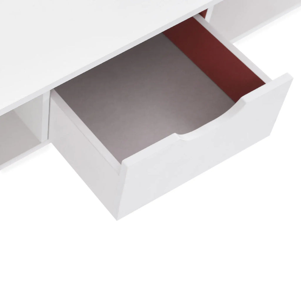 White 2-Tier Rectangular Coffee Table with Drawer