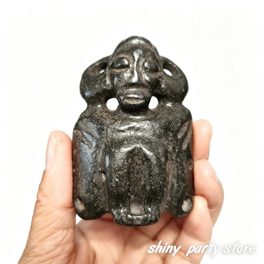 Vintage Retro Carved Black Jade Sculpture Tabletop Ornament for Home Decor