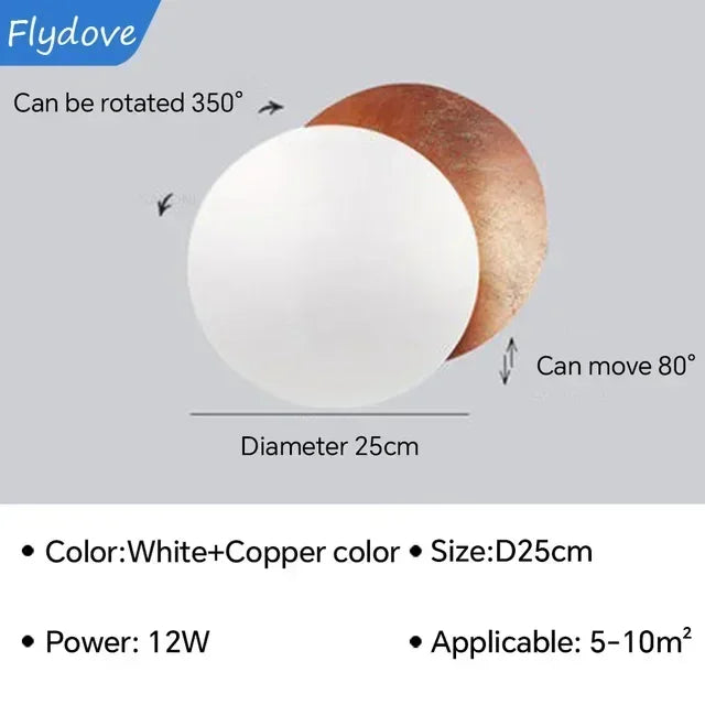 Modern 25 cm Rotatable Solar Eclipse Wall Lamp for Bedroom Living Room Light