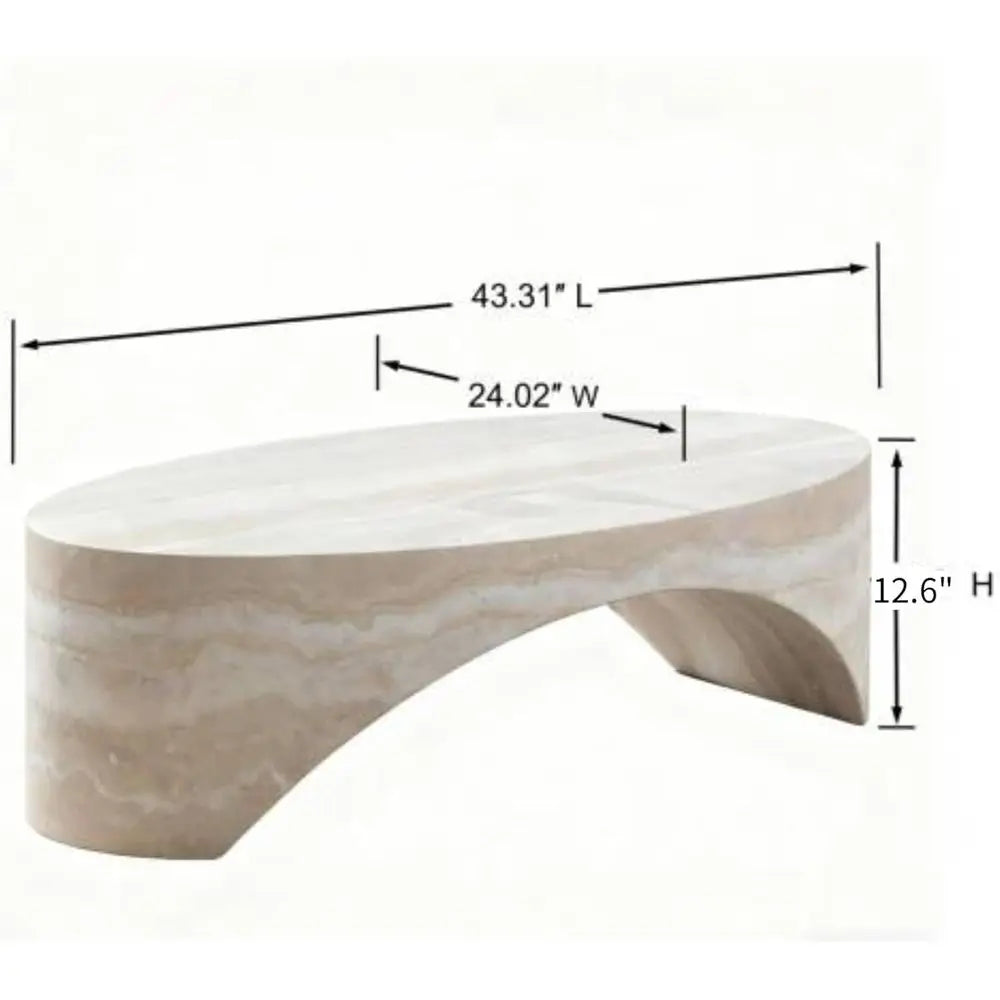 110cm Modern Oval Coffee Table Faux Marble Minimalist Center Table