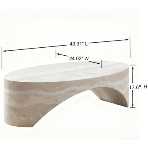 110cm Modern Oval Coffee Table Faux Marble Minimalist Center Table