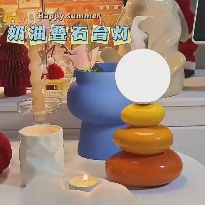 Modern Glossy Resin Table Lamp Dimmable for Living Room Bedroom Hotel Villa