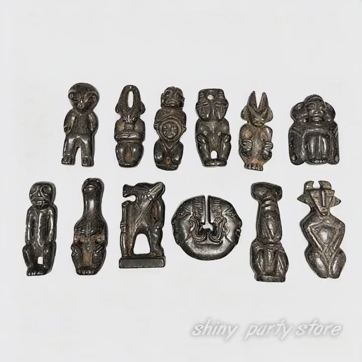 Vintage Retro Carved Black Jade Sculpture Tabletop Ornament for Home Decor