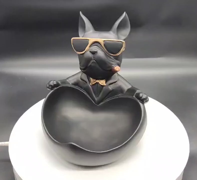 Creative Cool Dog Resin Statue Storage Box for Tabletop Decor