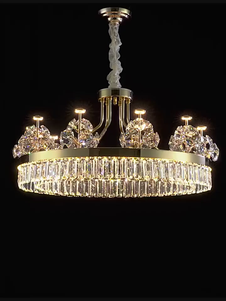 Postmodern Double-Layer Crystal LED Pendant Light for Living Room Villa