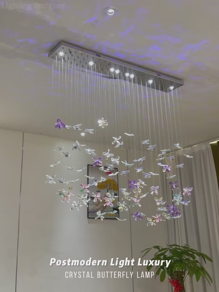 Crystal Butterfly LED Chandelier Dining Room Kitchen Island