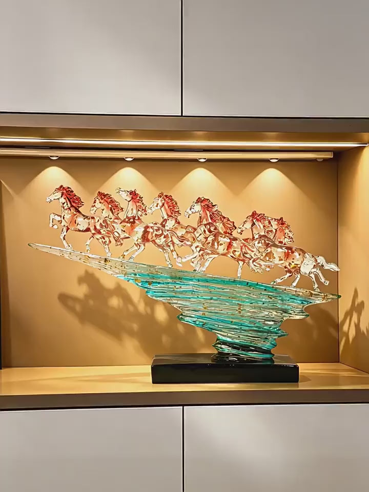 Modern Luxury Transparent Resin Horse Sculpture Tabletop Ornament for Home Decor