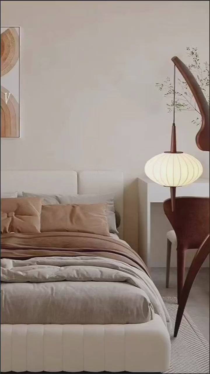 Modern Walnut Wood LED Floor Lamp for Living Room Bedroom