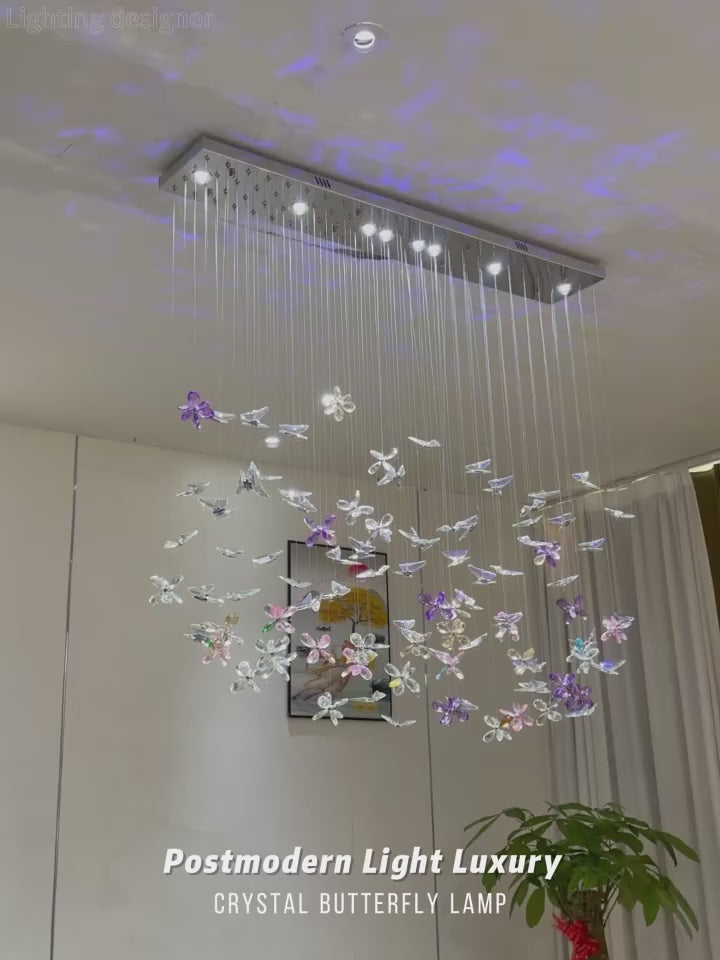 Crystal Butterfly LED Chandelier Dining Room Kitchen Island