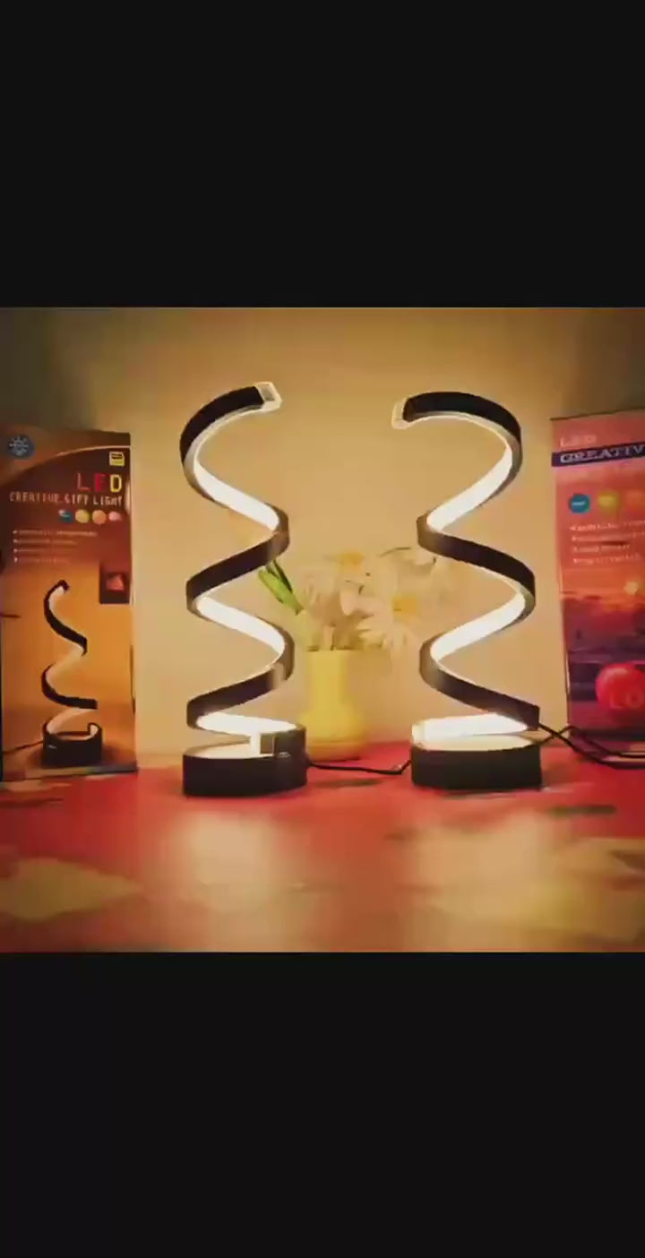 Modern Wavy Arc Desk Lamp Three-Color Dimming USB Powered