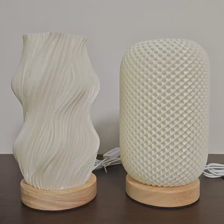 3D Printed Solid Wood Night Light Elegant Desk Lamp
