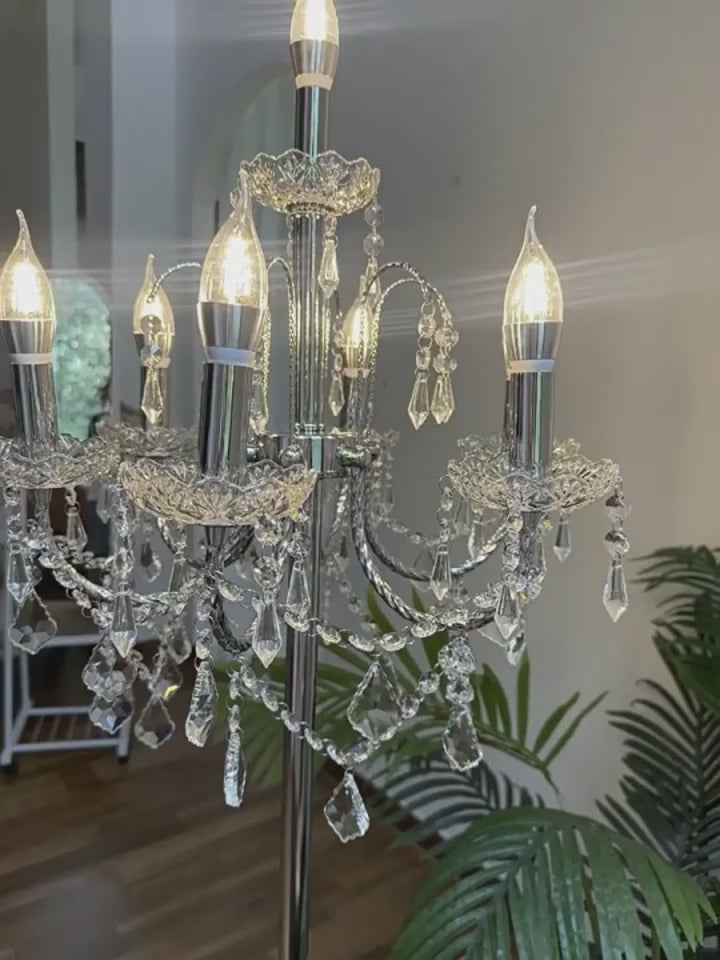 Luxury Crystal Floor Lamp with LED Bulbs for Living Room Bedroom