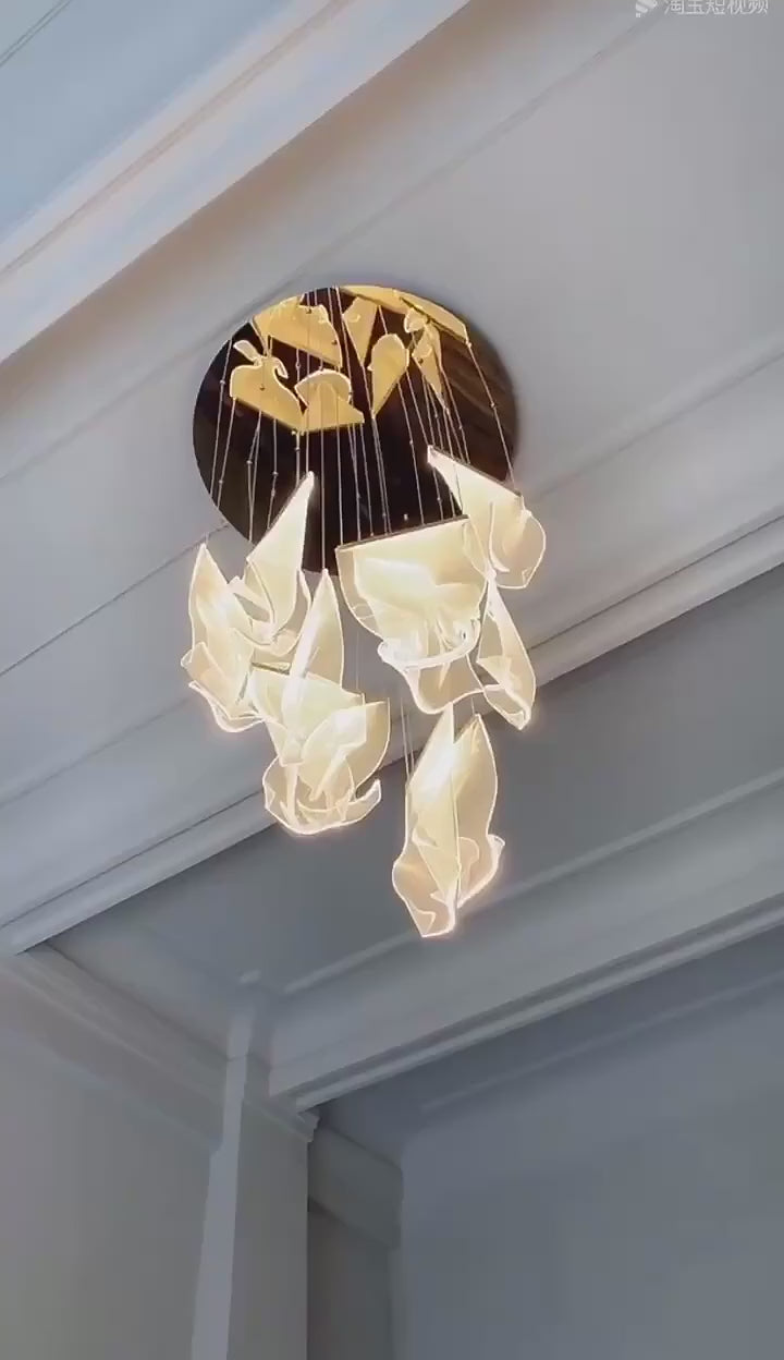 Modern LED Chandelier Aluminum Acrylic Pendant Light for Living Room