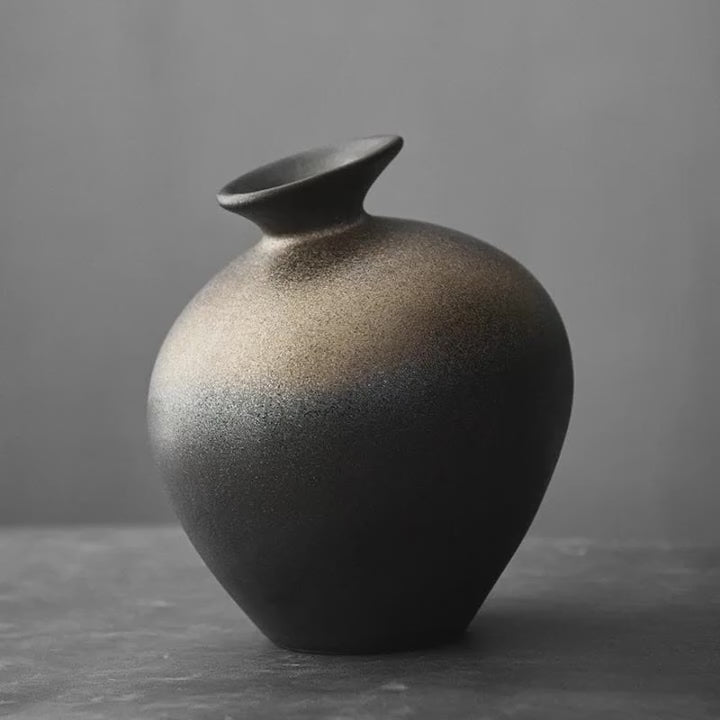 Japanese Style Terracotta Flower Vase Tabletop Ornament for Home Decor
